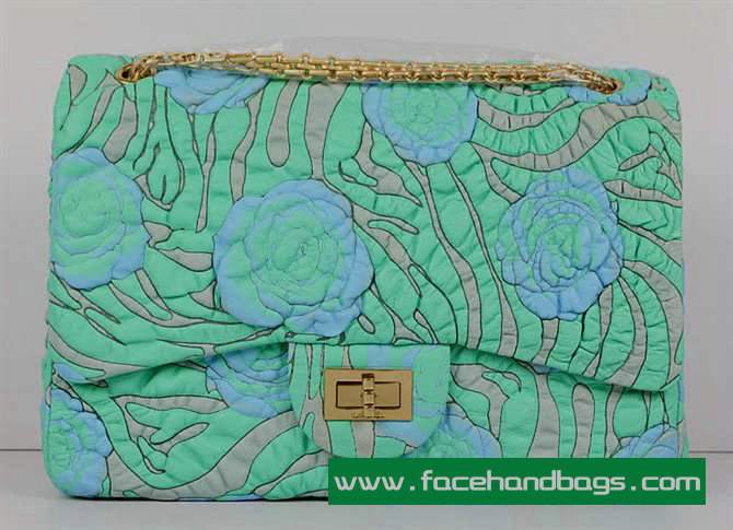 Chanel 2.55 Rose Handbag 50146 Gold Hardware-Light Blue